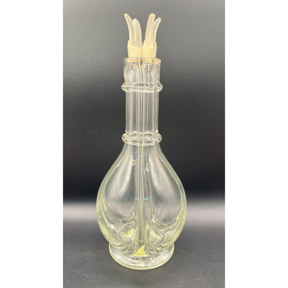 Vtg French 4-Chamber Glass Liqueur Decanter Bottle Made in France 12.5" Internal